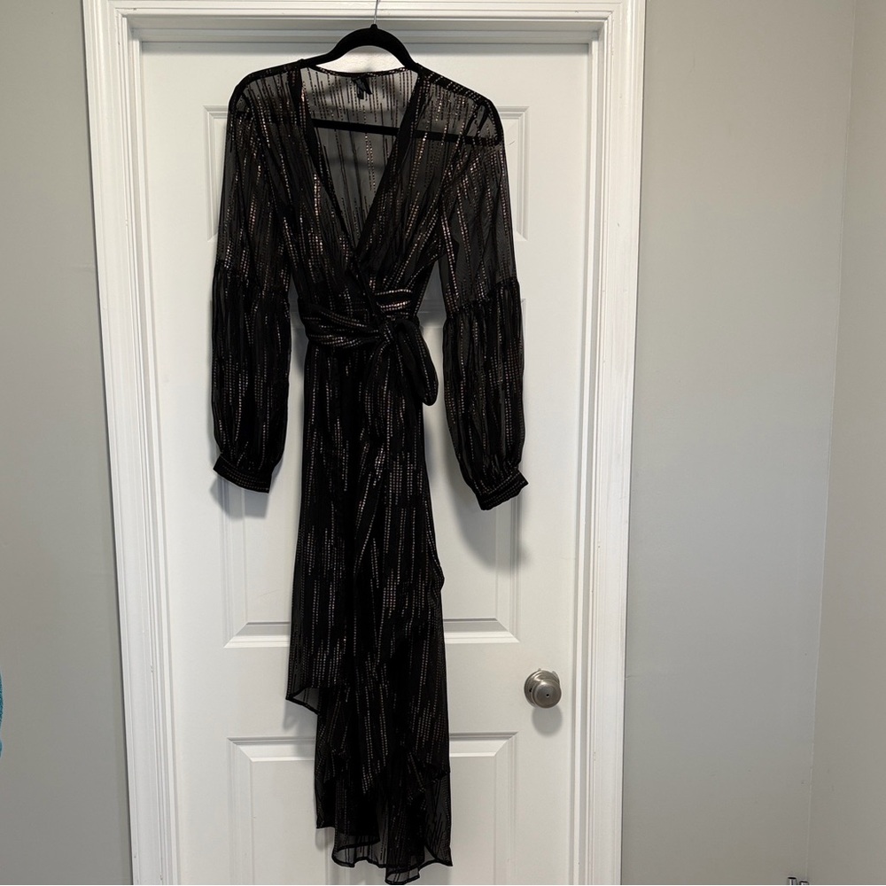 Express Sheer Black and Gold High Low Top